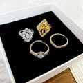 Vintage Court Style Copper Zircon Flower Open Ring Geometric Luxury Index Finger Jewelry view 4