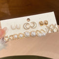 Light Luxury Round Faux Pearl Rhinestone Enamel Stud Earrings For Women view 1