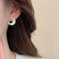 Light Luxury Round Faux Pearl Rhinestone Enamel Stud Earrings For Women view 4