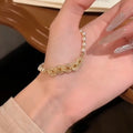 Light Luxury New Chinese Style Faux Pearl Zircon Copper Coin Geometric Bangle view 4