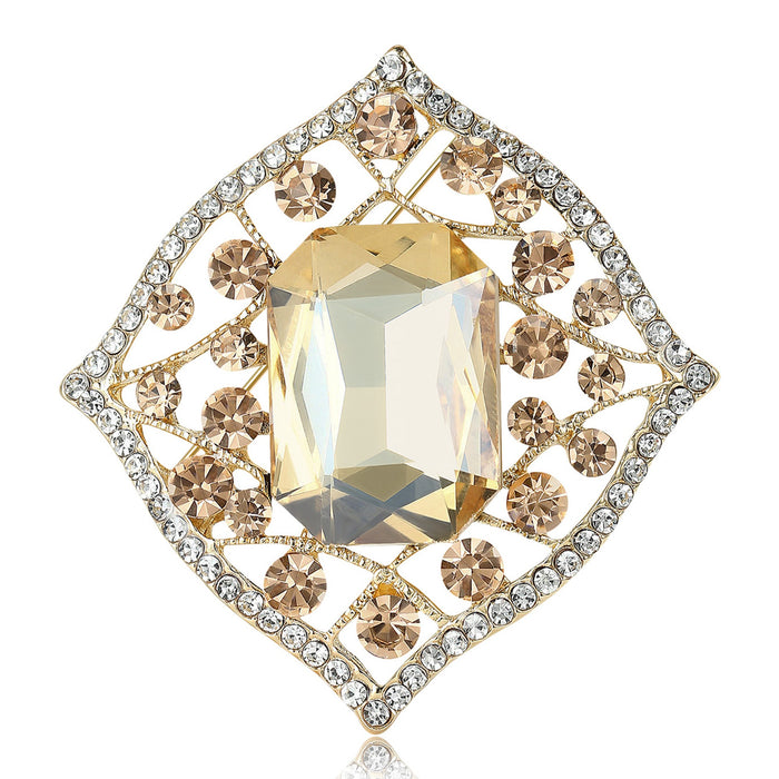 Vintage Alloy Glass Brooch Pin For Women Coats And Suits