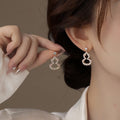 Alloy Rhinestone Hollow Gourd Stud Earrings Elegant New Chinese Light Luxury Geometric Style view 2