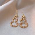 Alloy Rhinestone Hollow Gourd Stud Earrings Elegant New Chinese Light Luxury Geometric Style view 3