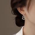 Alloy Rhinestone Hollow Gourd Stud Earrings Elegant New Chinese Light Luxury Geometric Style view 4