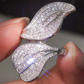Irregular Asymmetric Leaf Ring For Women Open Adjustable Statement Finger Jewelry view 2