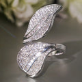 Irregular Asymmetric Leaf Ring For Women Open Adjustable Statement Finger Jewelry view 3