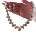 French Rhinestone Flower Faux Pearl Earrings And Necklace Jewelry Set For Women view 5