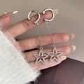 Elegant Rhinestone Five-Point Star Tassel Alloy Hoop Drop Earrings For Women Daily Commuter Earrings view 4