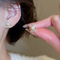Light Luxury Zircon Crown Faux Pearl Stud Earrings With Silver Posts view 4