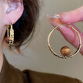 French Style Faux Pearl Round Hoop Earrings For Women, Geometric Minimalist Daily Jewelry view 3