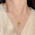 New Chinese Vintage Zircon Horse Copper Collarbone Necklace For Women Light Luxury Style view 1