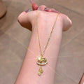 New Chinese Vintage Zircon Horse Copper Collarbone Necklace For Women Light Luxury Style view 2