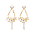 Light Luxury Teardrop Faux Pearl Tassel Drop Earrings, French Vintage Court Style view 5