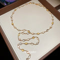 Light Luxury Oval Resin Tassel Necklace Bracelet Jewelry Set, Fashion Niche Accessory view 4