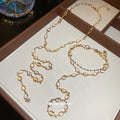 Light Luxury Oval Resin Tassel Necklace Bracelet Jewelry Set, Fashion Niche Accessory view 2