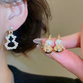 Light Luxury Chinese Style Gourd Faux Pearl Rhinestone Silver Post Stud Earrings view 2