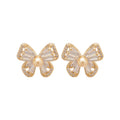Gold Plated Copper Butterfly Zircon Pearl Stud Earrings With Silver Needle Posts For Women view 5