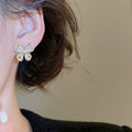 Gold Plated Copper Butterfly Zircon Pearl Stud Earrings With Silver Needle Posts For Women view 3