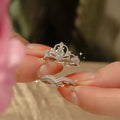 Zircon Round Crown Open Ring For Women view 3