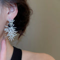 Copper Zircon Firework Stud Earrings Irregular Luxury Minimalist Designer Jewelry For Women view 3