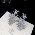 Copper Zircon Firework Stud Earrings Irregular Luxury Minimalist Designer Jewelry For Women view 2