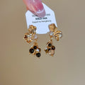 Light Luxury Floral Tiger Eye Crystal Tassel Drop Earrings With Zircon Petals For Women view 2