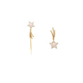 Gold Plated Copper Star Zircon Tassel Drop Earrings With Silver Posts For Fashion OL Style view 5