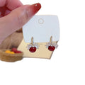 Gold Plated Silver Post Zircon Round Faux Pearl Drop Earrings Minimalist Geometric Light Luxury view 5