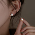Vintage Crown Zircon Faux Pearl Stud Earrings For Women Light Luxury Geometric Design view 2