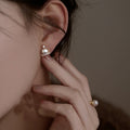 Vintage Crown Zircon Faux Pearl Stud Earrings For Women Light Luxury Geometric Design view 4
