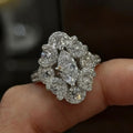 Copper Zircon Oval Open Bangle Ring Court Style Geometric Light Luxury Jewelry For Women view 3