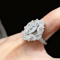 Copper Zircon Oval Open Bangle Ring Court Style Geometric Light Luxury Jewelry For Women view 1