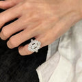 Copper Zircon Oval Open Bangle Ring Court Style Geometric Light Luxury Jewelry For Women view 4