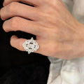 Copper Zircon Oval Open Bangle Ring Court Style Geometric Light Luxury Jewelry For Women view 2