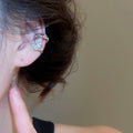 French Light Luxury Copper Wing Zircon Pearl Clip-on Earrings for Women view 4