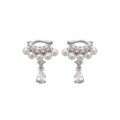 French Light Luxury Copper Wing Zircon Pearl Clip-on Earrings for Women view 5
