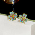 Alloy Silver Needle Rhinestone Flower Stud Earrings New Chinese Vintage Light Luxury Style view 3