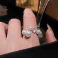 Old Money Faux Pearl Zircon C Hoop Earrings Jewelry Set With Silver Posts view 4