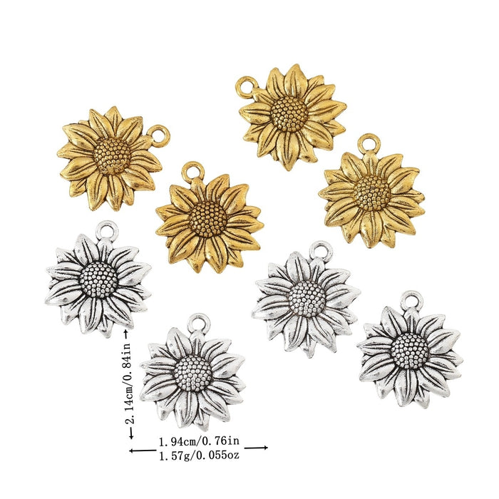 Zinc Alloy Sunflower Charm Pendant for DIY Necklace Bracelet Jewelry Making
