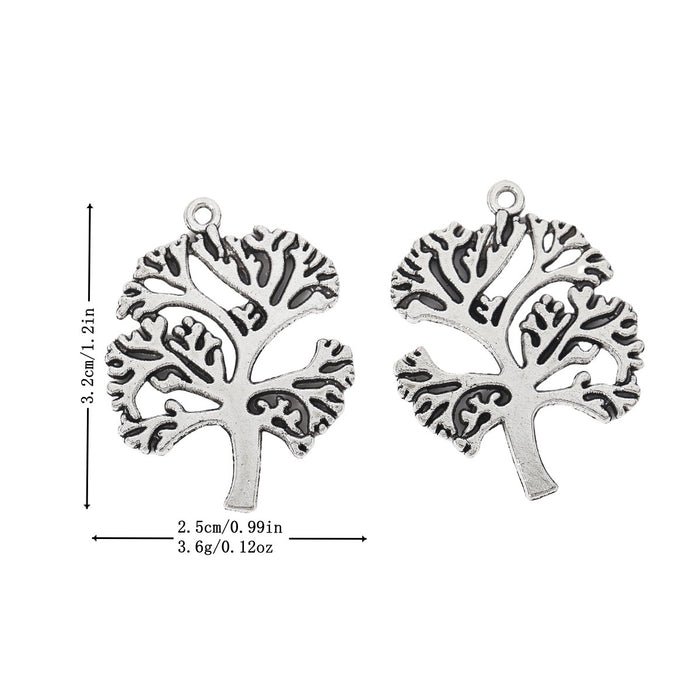 Antique Silver Zinc Alloy Tree Charm Pendant for DIY Necklace Bracelet Jewelry Making