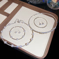 Old Money Faux Pearl Rhinestone Choker Bracelet Stud Earrings Jewelry Set view 2