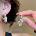 Light Luxury Alloy Five Emperor Coin Rhinestone Round Geometric Drop Earrings Chinese Retro Style view 2