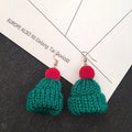 Winter Knitted Christmas Hat Pom Pom Alloy Long Drop Pendant Woolen Korean Style Women's Earrings view 4