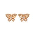 Gold Plated Copper Zircon Butterfly Stud Earrings With Silver Posts French Vintage Jewelry view 5