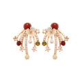 Gold Plated Copper Zircon Firework Flower Drop Earrings With Silver Posts Vintage Light Luxury view 5