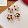 Gold Plated Copper Zircon Firework Flower Drop Earrings With Silver Posts Vintage Light Luxury view 3