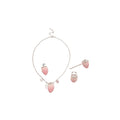 Stainless Steel Zircon Flocked Strawberry Earrings Necklace Jewelry Set, Sweet Elegant Style view 5