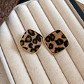 Alloy Silver Needle Flocked Leopard Print Geometric Heart Drop Earrings Retro Niche Style view 2