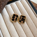Alloy Silver Needle Flocked Leopard Print Geometric Heart Drop Earrings Retro Niche Style view 4