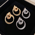 Smooth Metal Round Iron Drop Earrings For Women, European American Light Luxury Geometric Ear Jewelry view 4